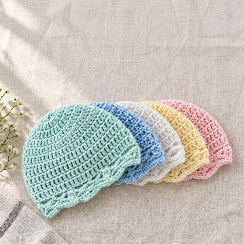 Crochet baby hat pattern for creating cute and cozy headwear.